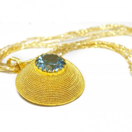 18K Gold filigree pendant "CESTINO CON TOPAZIO"