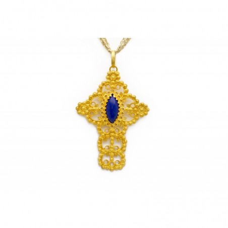 18K Gold filigree pendant "CROCE"