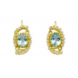 18K Gold filigree earrings "SPIRALE AZZURRA"