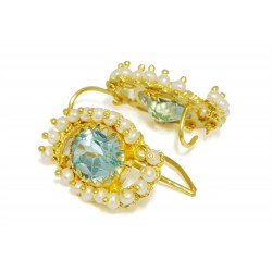 18K Gold filigree earrings "SPIRALE AZZURRA"