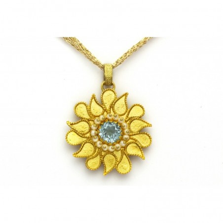 18K Gold filigree pendant "SOLE AZZURRO"