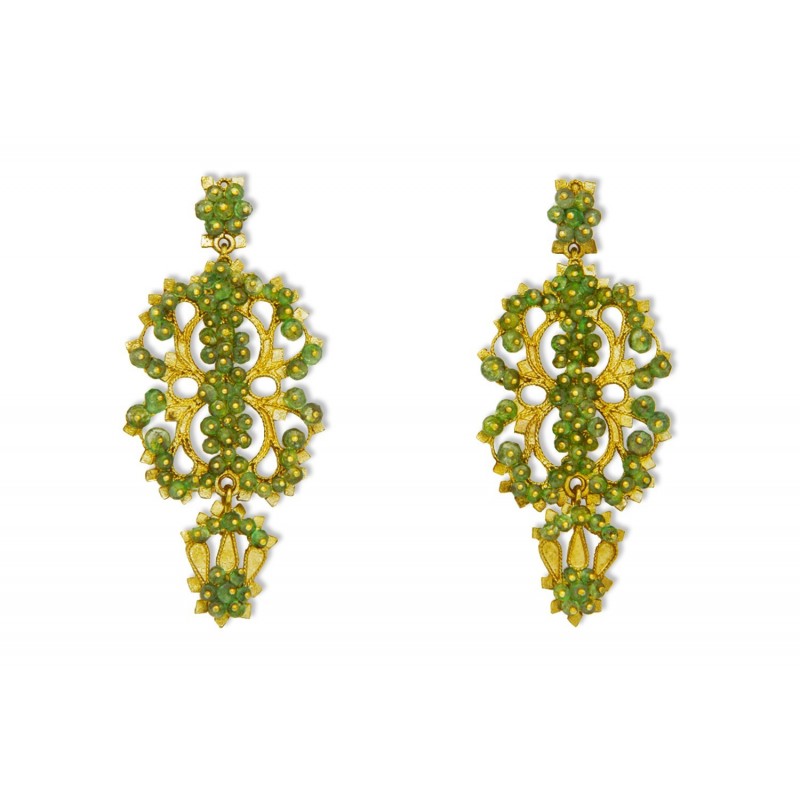  Gold filigree earrings "SOGNO DI SMERALDI"