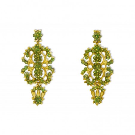  Gold filigree earrings "SOGNO DI SMERALDI"