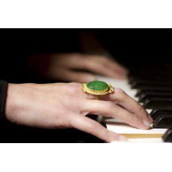 18K Gold filigree ring "LUCE VERDE"