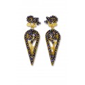  Gold filigree earrings "COROLLE BLU"