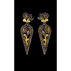  Gold filigree earrings "COROLLE BLU"