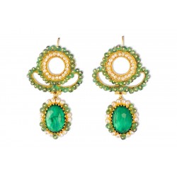 18K Gold filigree earrings "AURORA VERDE"