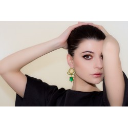 18K Gold filigree earrings "AURORA VERDE"